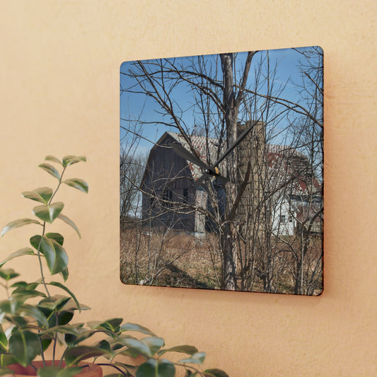 U R There Photography Hill Road Hidden Grey I Rustic Farmhouse Acrylic Analog Wall Clock