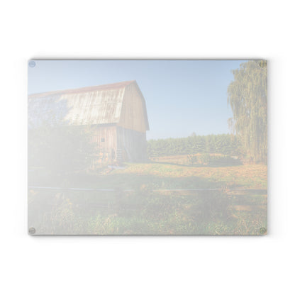 U R There Photography Snover Golden Grey Rustic Farmhouse Tempered-Glass Cutting Board