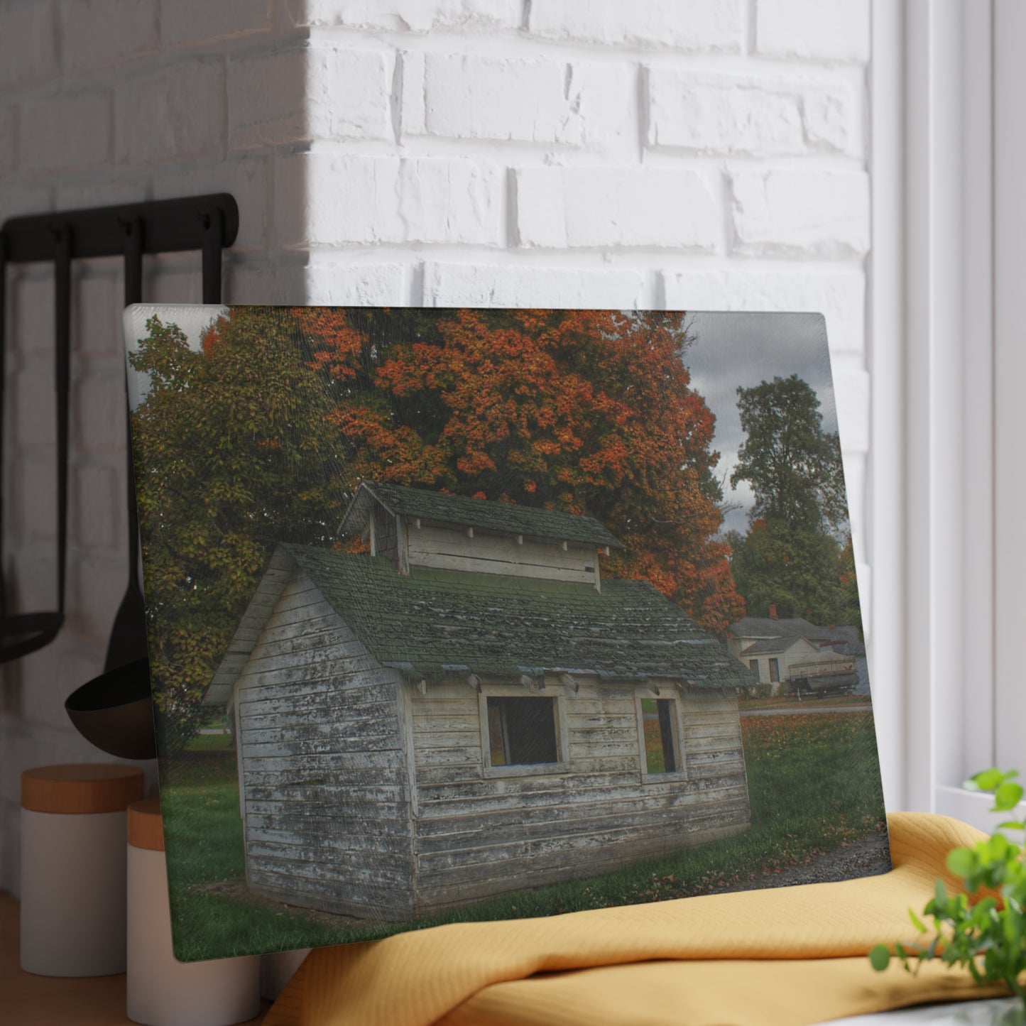 U R There Photography Rural Shack of Metamora Rustic Farmhouse Tempered-Glass Cutting Board