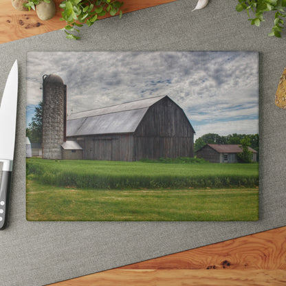 U R There Photography West Tuscola Road Grey Rustic Farmhouse Tempered-Glass Cutting Board