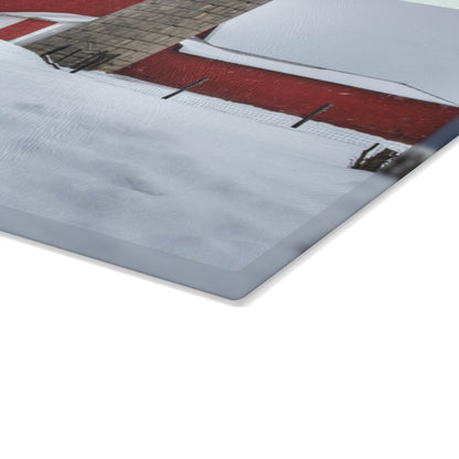 U R There Photography South Elba Block Red Rustic Farmhouse Tempered-Glass Cutting Board