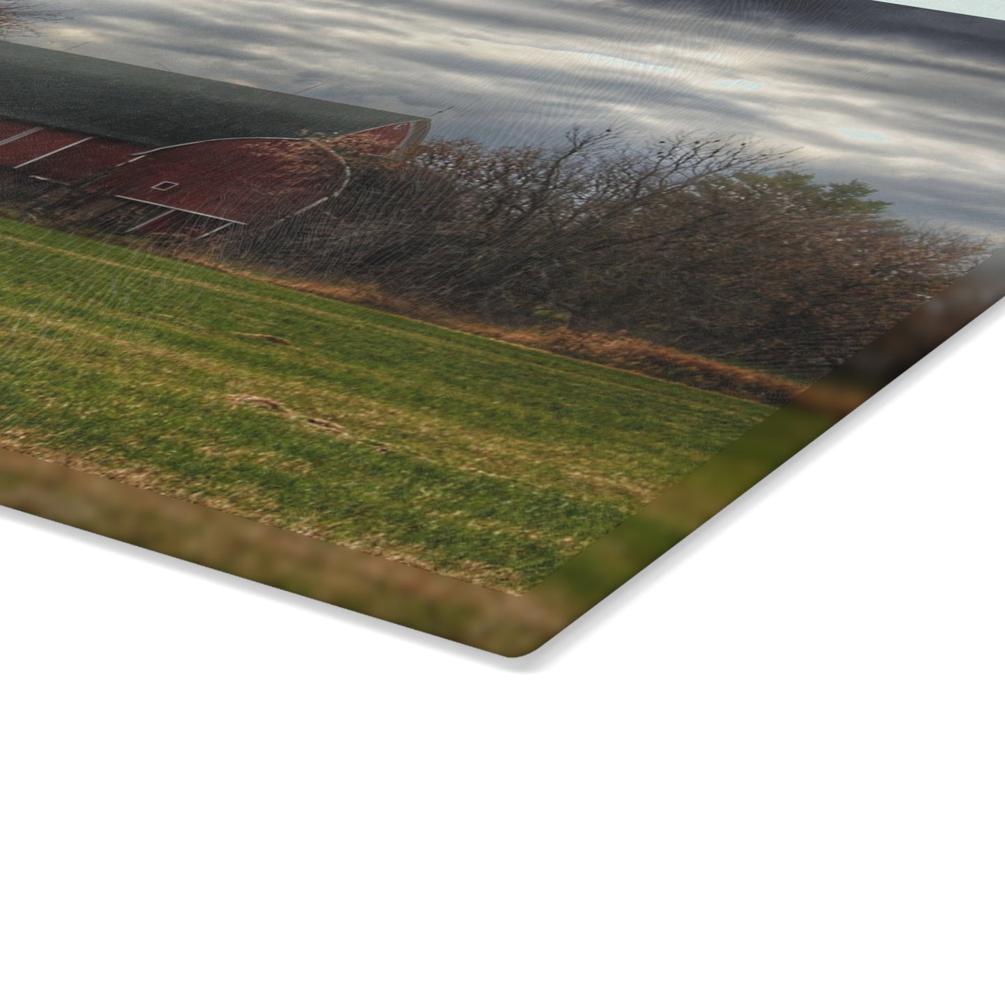 U R There Photography Booth Road Hidden Red I Rustic Farmhouse Tempered-Glass Cutting Board
