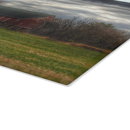 U R There Photography Booth Road Hidden Red I Rustic Farmhouse Tempered-Glass Cutting Board