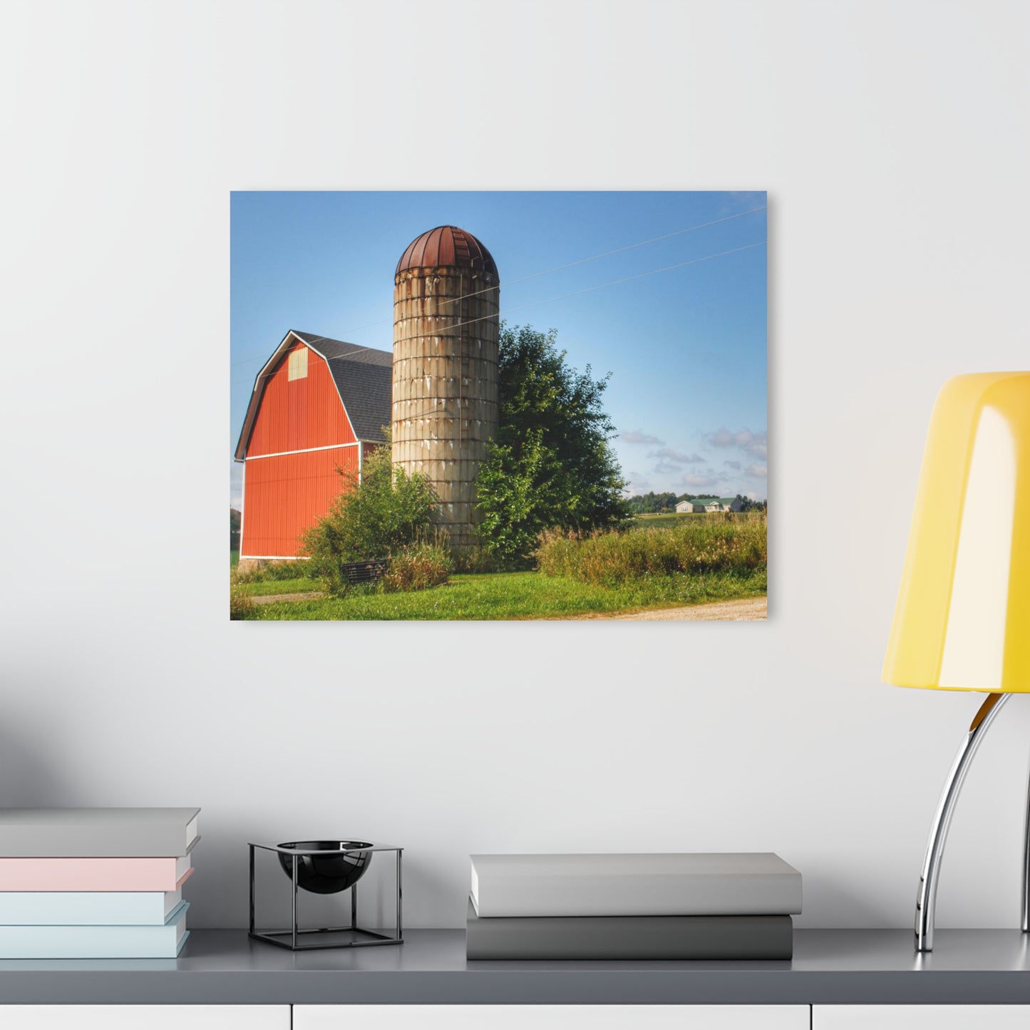 U R There Photography August Red and Silo Rustic Farmhouse Acrylic Wall Print