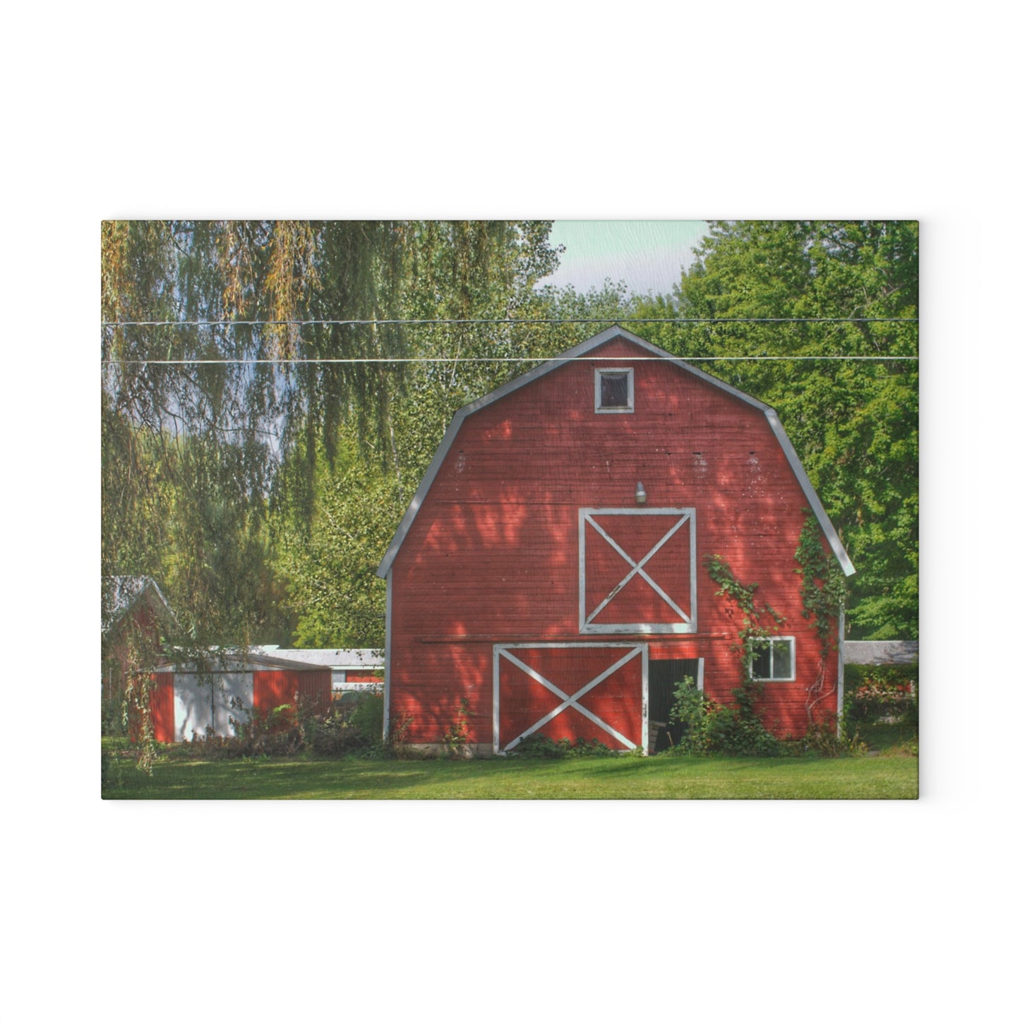 U R There Photography Henderson Road Red Rustic Farmhouse Tempered-Glass Cutting Board