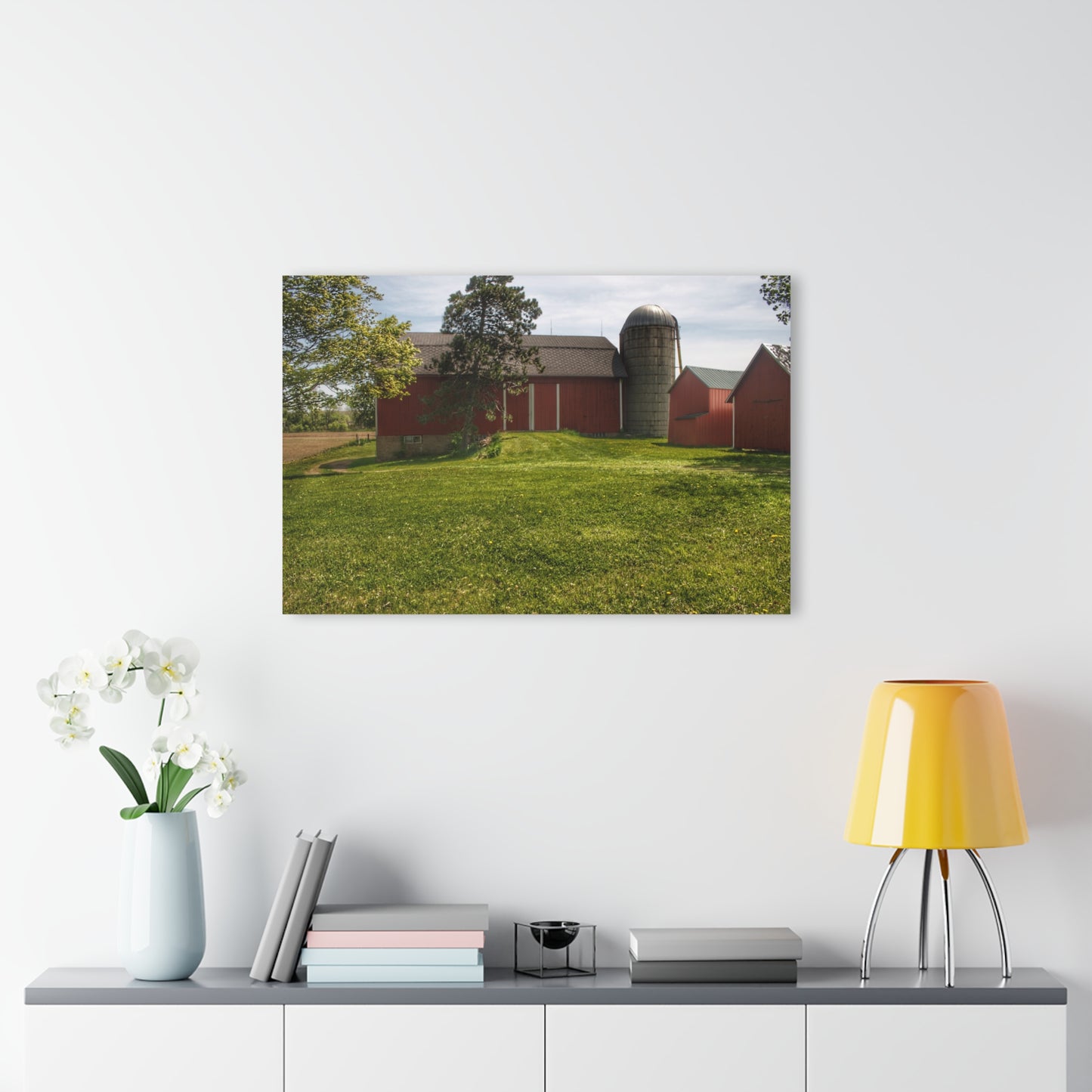 U R There Photography Maple Leaf Road Red Rustic Farmhouse Acrylic Wall Print
