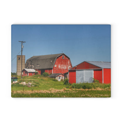 U R There Photography Greenwood Road Red I Rustic Farmhouse Tempered-Glass Cutting Board