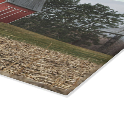 U R There Photography Fostoria Road Standing Man Red Rustic Farmhouse Tempered-Glass Cutting Board