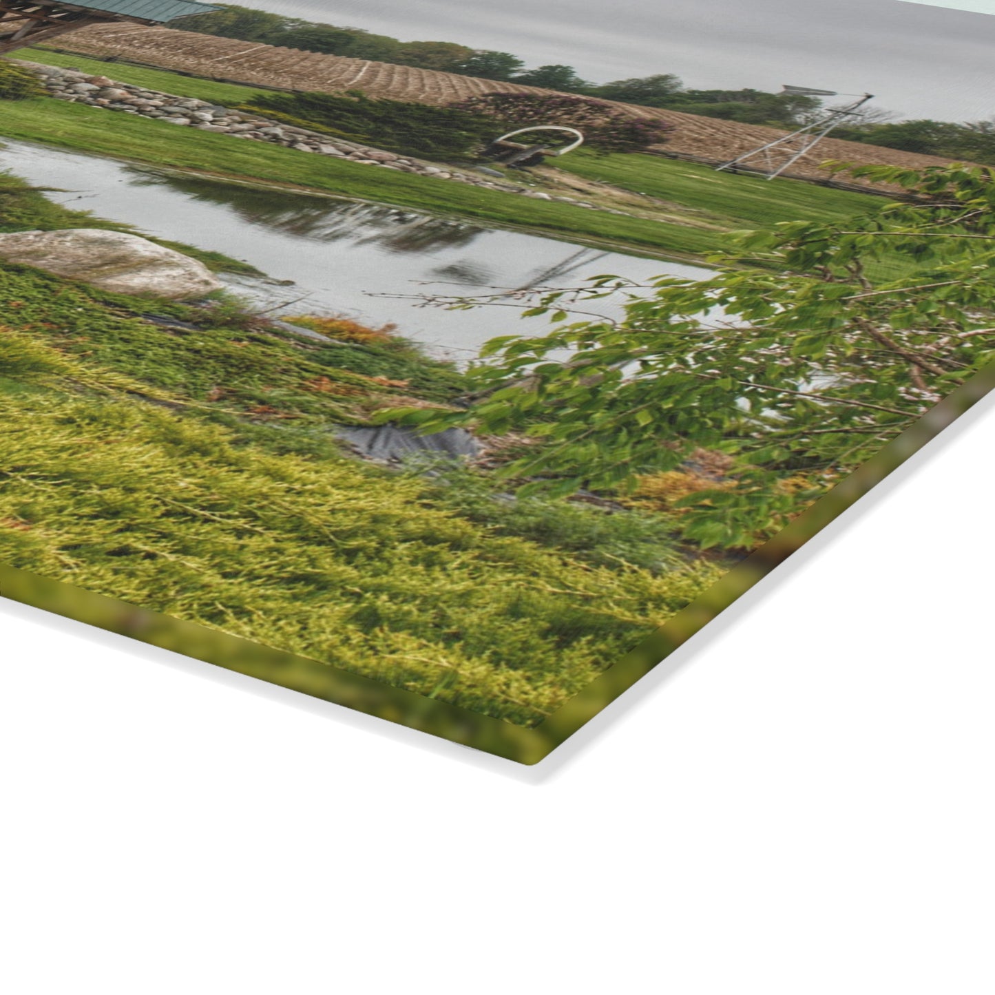 U R There Photography Bridge of Summer Road II Rustic Farmhouse Tempered-Glass Cutting Board 8"x 11"