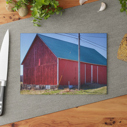 U R There Photography Imlay City Road Red II Rustic Farmhouse Tempered-Glass Cutting Board