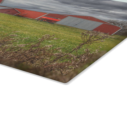 U R There Photography Castle Road Reds Rustic Farmhouse Tempered-Glass Cutting Board