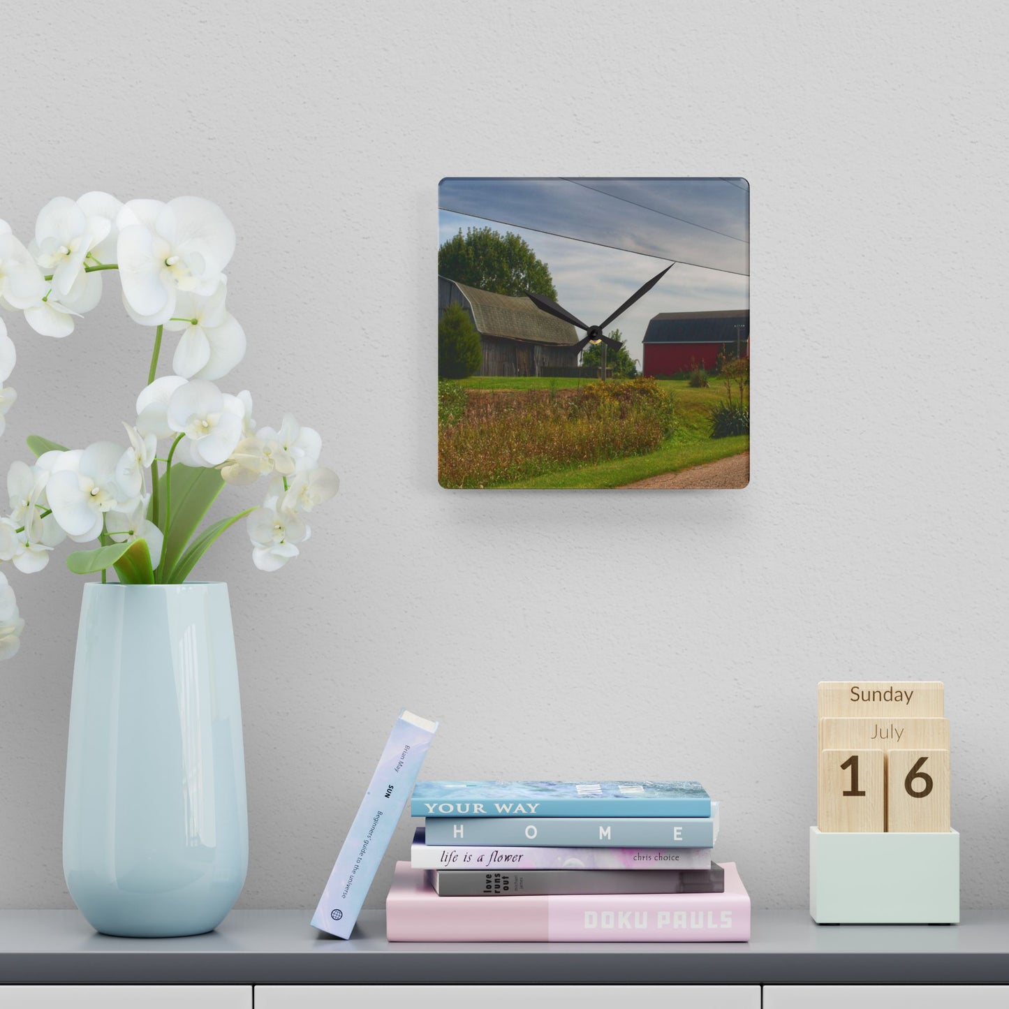 U R There Photography Schott Road Generations Rustic Farmhouse Acrylic Analog Wall Clock