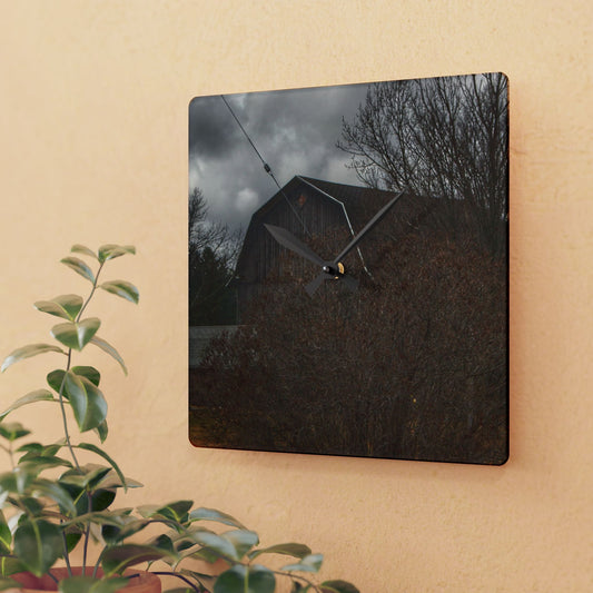 U R There Photography Caro Grey Hidden Rustic Farmhouse Acrylic Analog Wall Clock