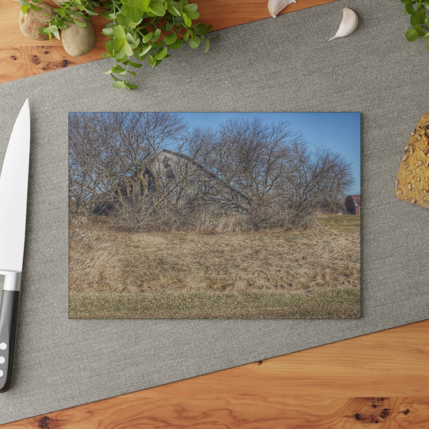 U R There Photography Fargo Road Forgotten Rustic Farmhouse Tempered-Glass Cutting Board