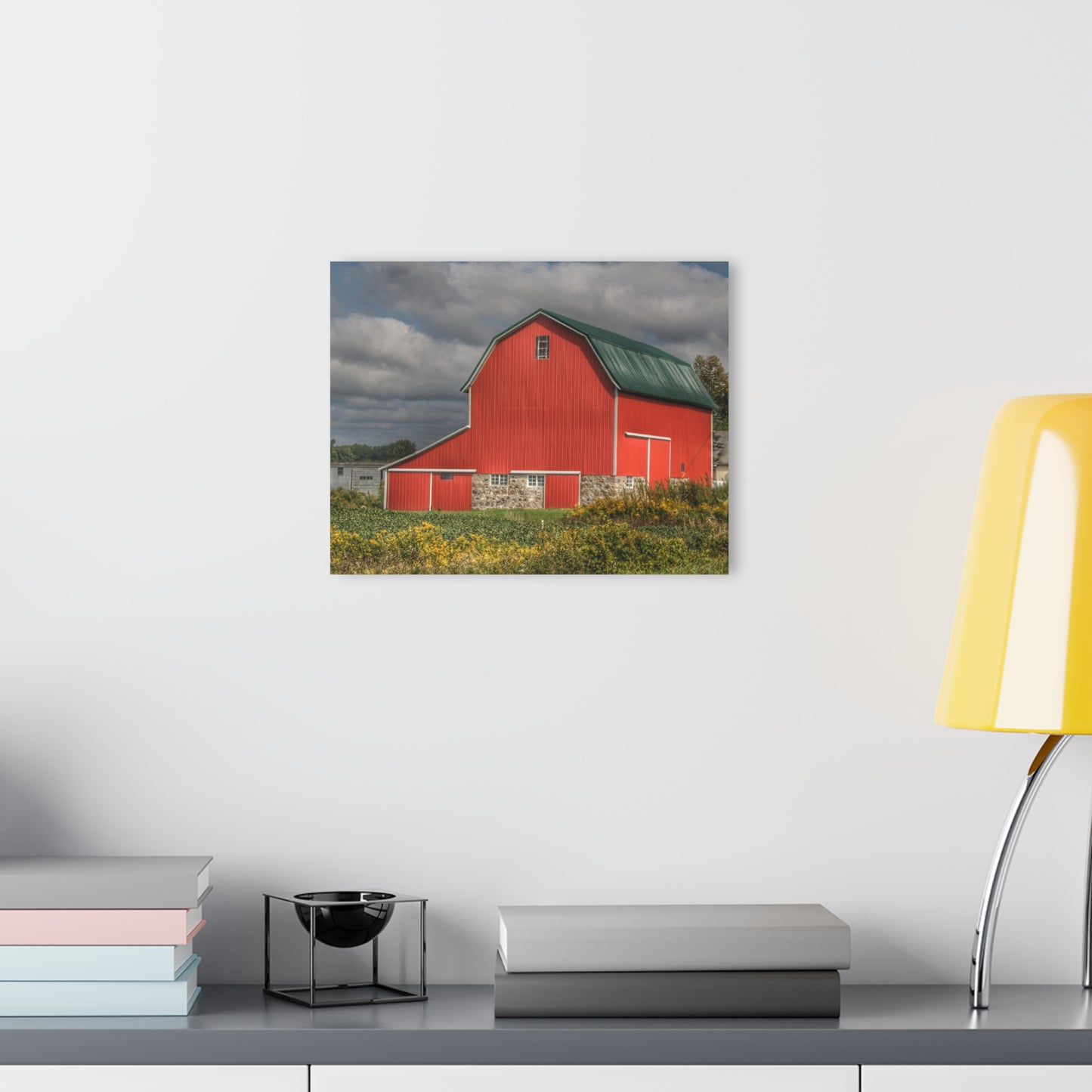 U R There Photography Valentine Road Fieldstone Red Rustic Farmhouse Acrylic Wall Print