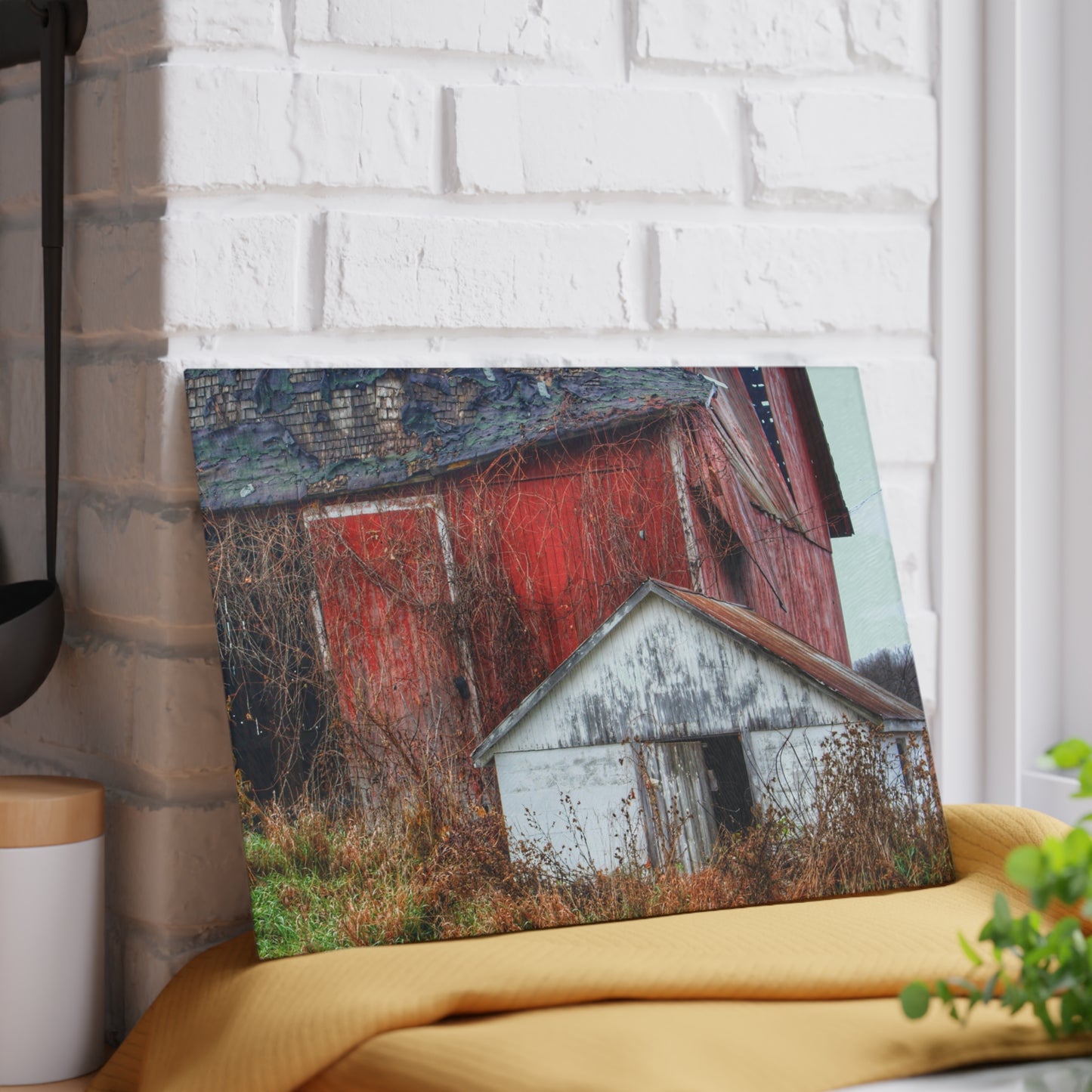 U R There Photography German Road Red II Rustic Farmhouse Tempered-Glass Cutting Board