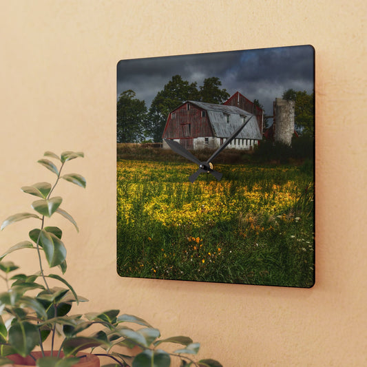 U R There Photography Remnants Rustic Farmhouse Acrylic Analog Wall Clock