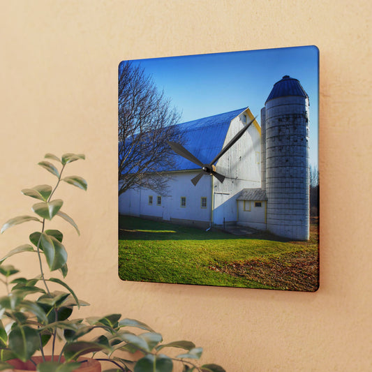 U R There Photography Elba White Rustic Farmhouse Acrylic Analog Wall Clock