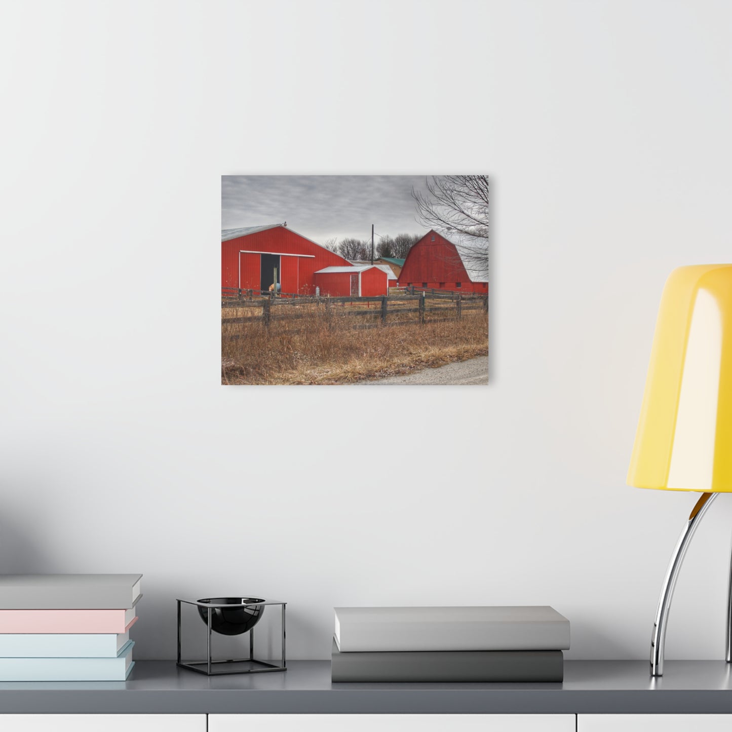 U R There Photography January Reds Rustic Farmhouse Acrylic Wall Print