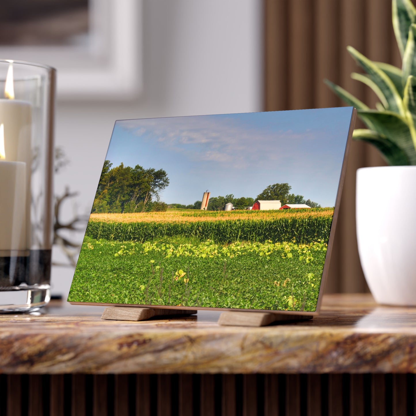 U R There Photography Across the Field in Clifford Rustic Farmhouse Decorative Ceramic Tile