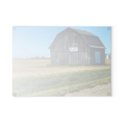 U R There Photography Unionville M-25 USA Grey Rustic Farmhouse Tempered-Glass Cutting Board