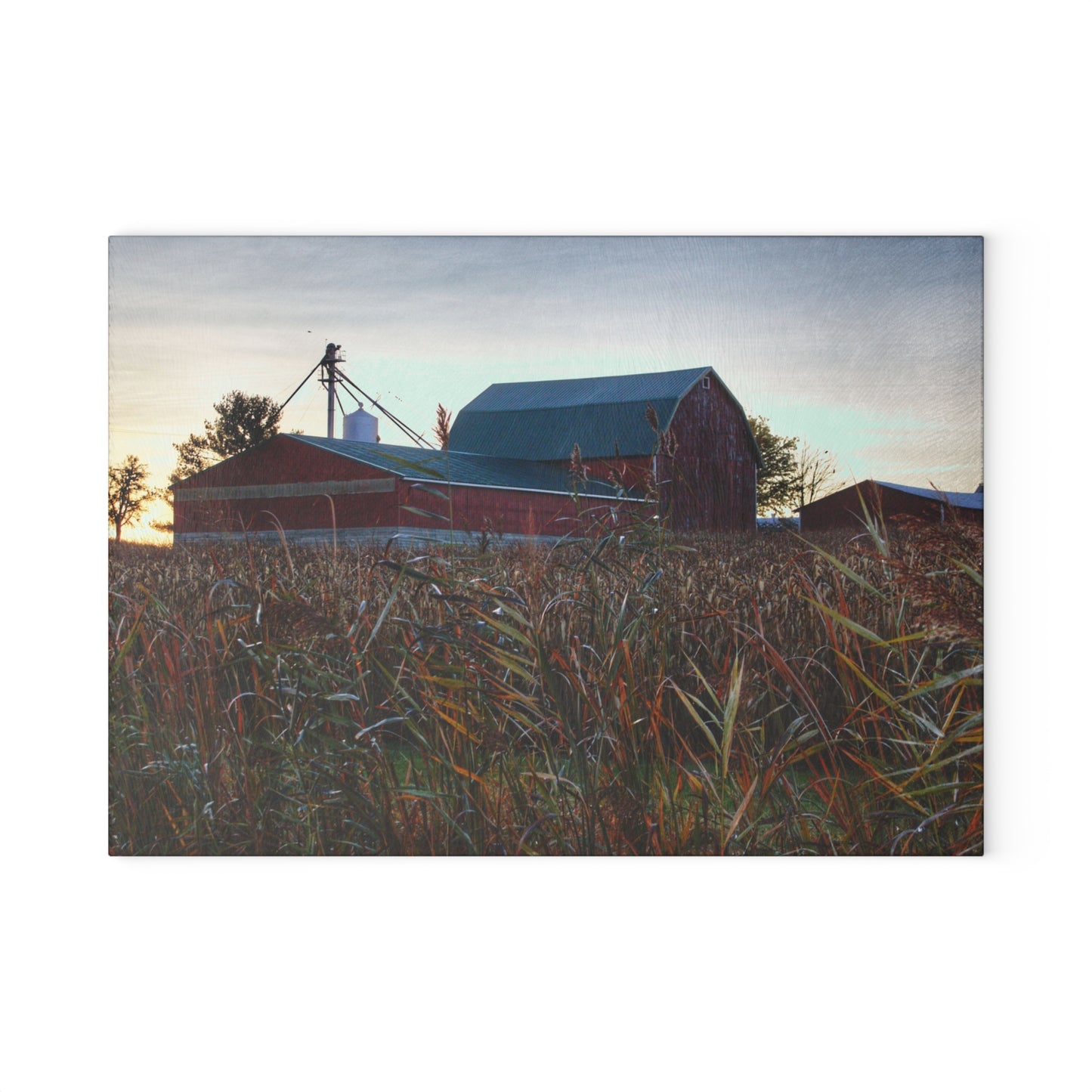 U R There Photography Haines Road Hidden Reds Rustic Farmhouse Tempered-Glass Cutting Board