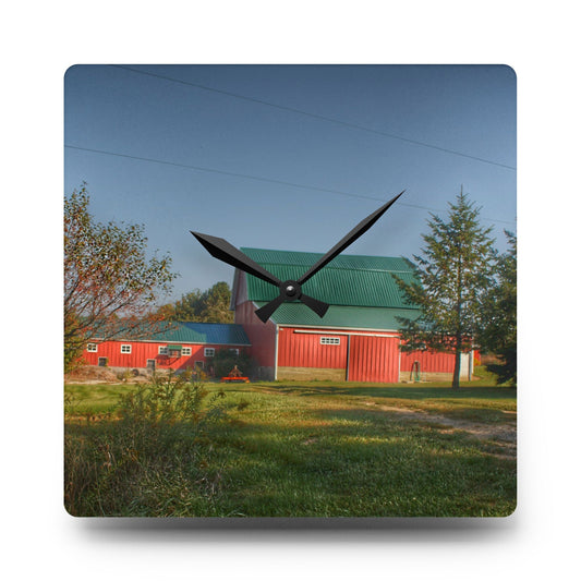 Modern Red II Rustic Farmhouse Acrylic Analog Wall Clock 10.75'' × 10.75'' (Square)