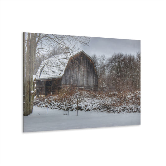U R There Photography Vassar Road Hidden Grey in Winter Rustic Farmhouse Acrylic Wall Print