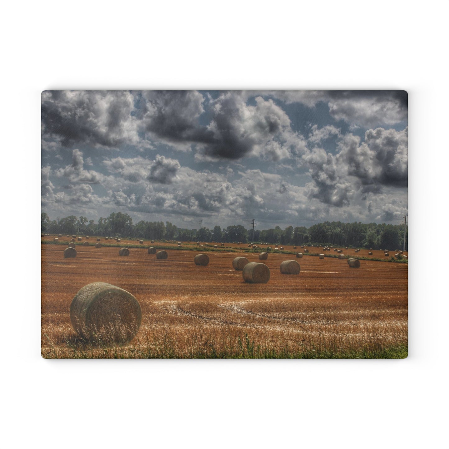 U R There Photography Haybale Heaven Rustic Farmhouse Tempered-Glass Cutting Board