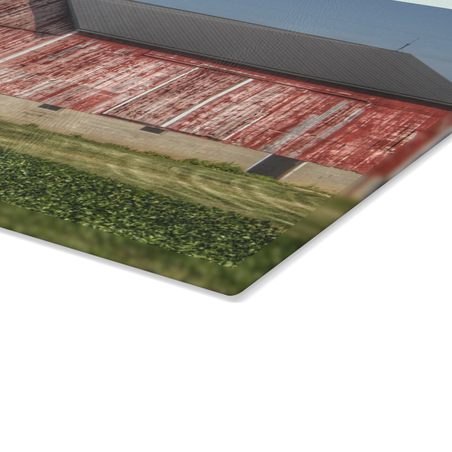 U R There Photography Lake Pleasant Corral Red I Rustic Farmhouse Tempered-Glass Cutting Board