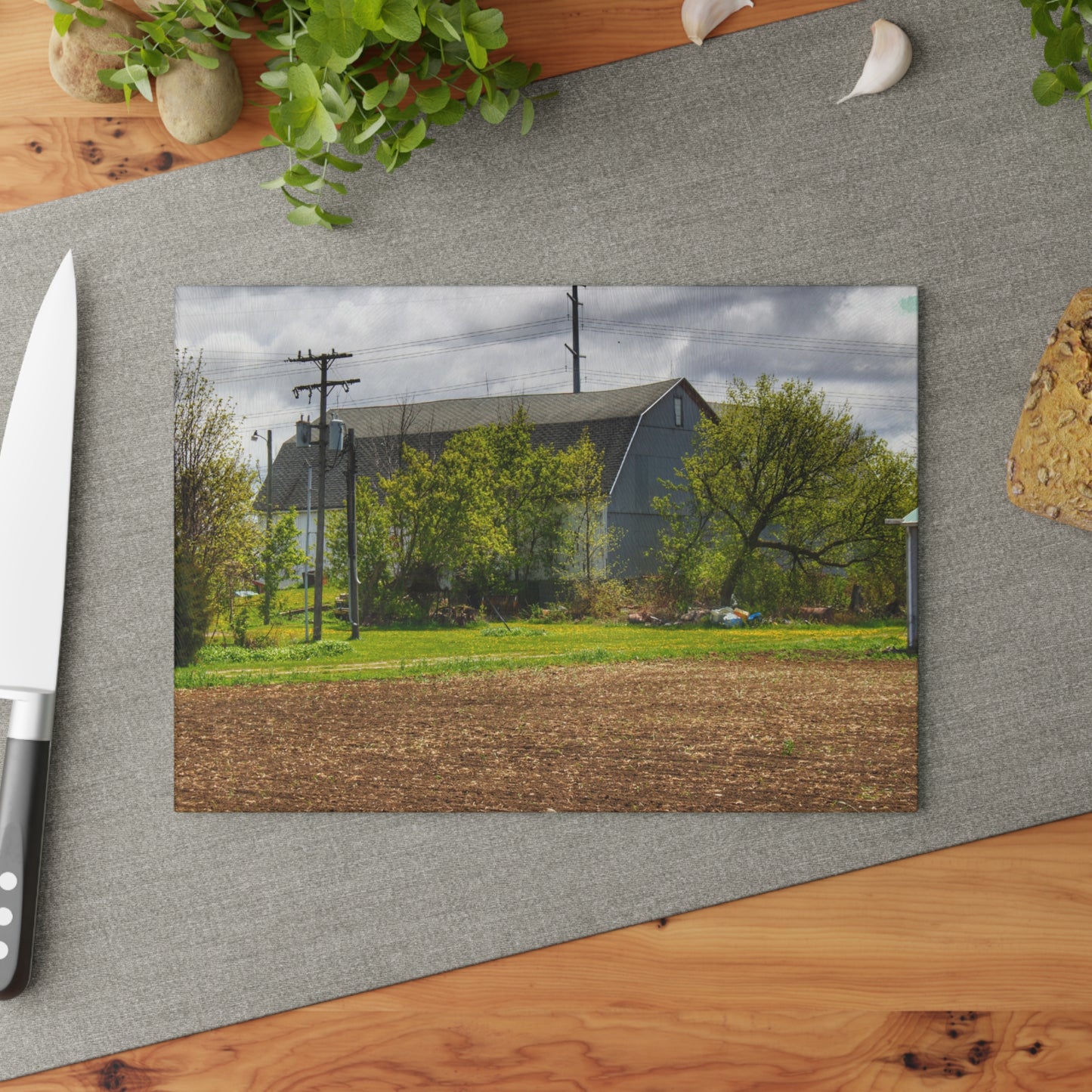 U R There Photography Rescue Road Old Grey Rustic Farmhouse Tempered-Glass Cutting Board
