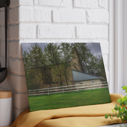 U R There Photography Grange Hall Road Whitewash Grey Rustic Farmhouse Tempered-Glass Cutting Board