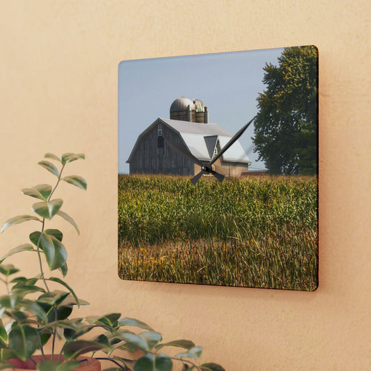 U R There Photography Beyond the September Corn on Swaffer Rustic Farmhouse Acrylic Analog Wall Clock