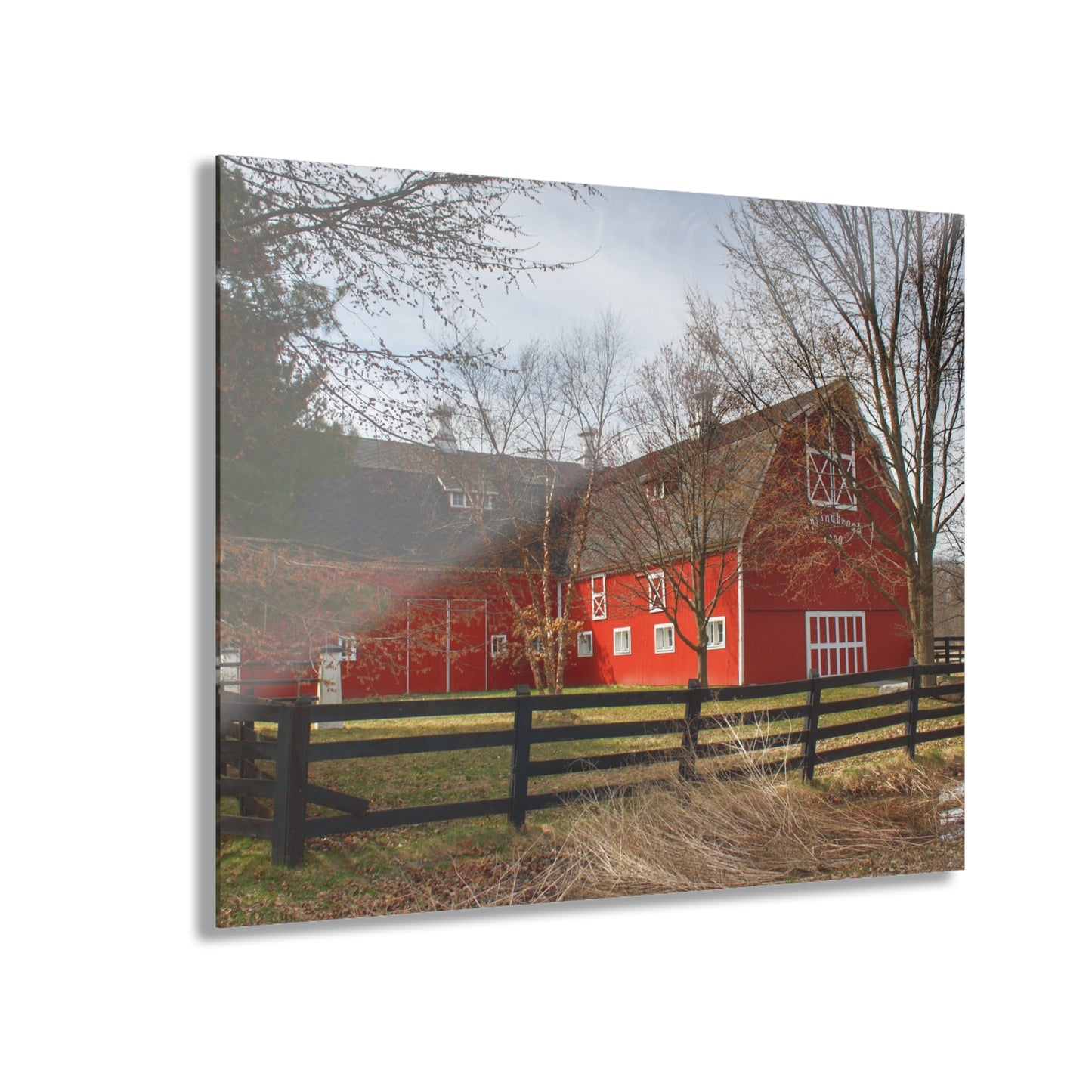 U R There Photography Thornville Road Red Rustic Farmhouse Acrylic Wall Print