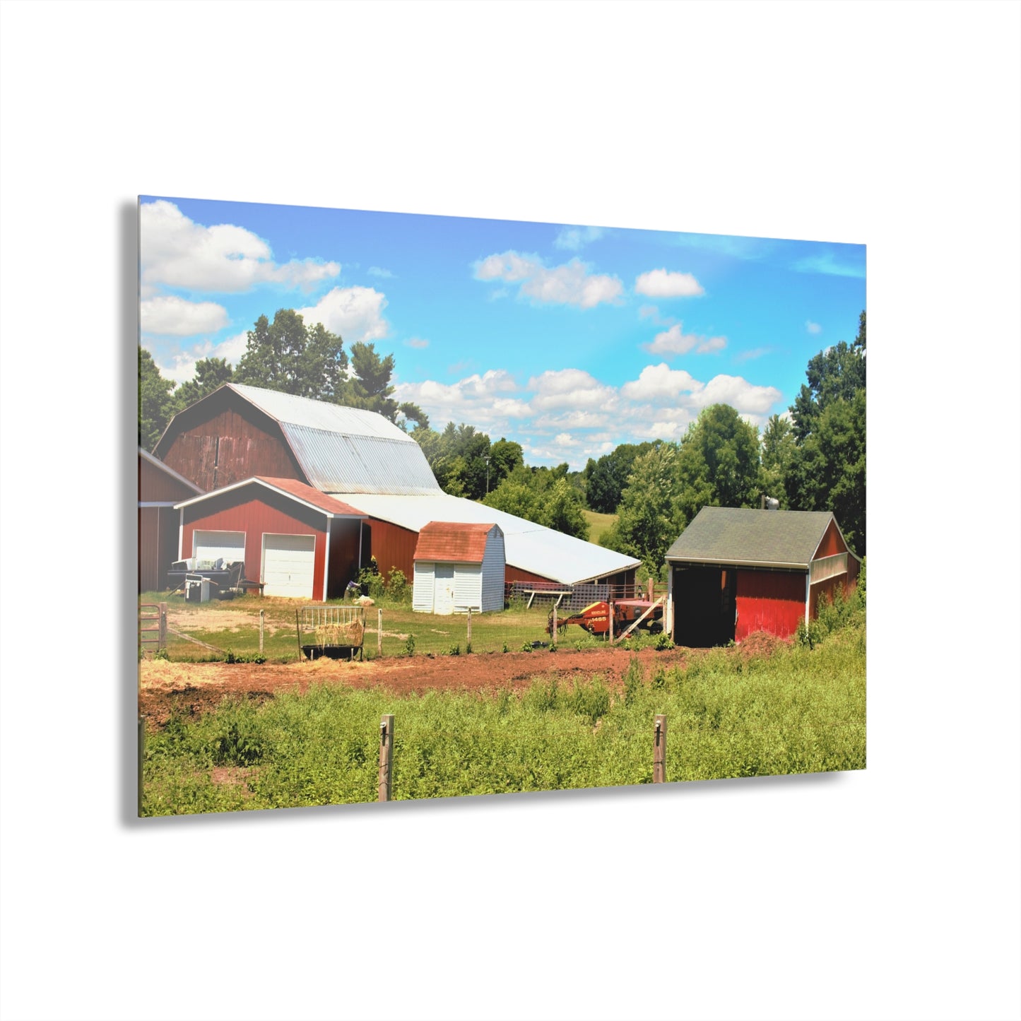 U R There Photography McKeen Lake Road Reds II Rustic Farmhouse Acrylic Wall Print