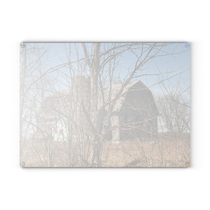 U R There Photography Hill Road Hidden Grey III Rustic Farmhouse Tempered-Glass Cutting Board