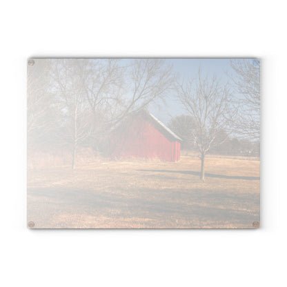U R There Photography Romeo Plank Little Red Rustic Farmhouse Tempered-Glass Cutting Board