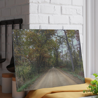U R There Photography Country Roads in Dryden II Rustic Farmhouse Tempered-Glass Cutting Board