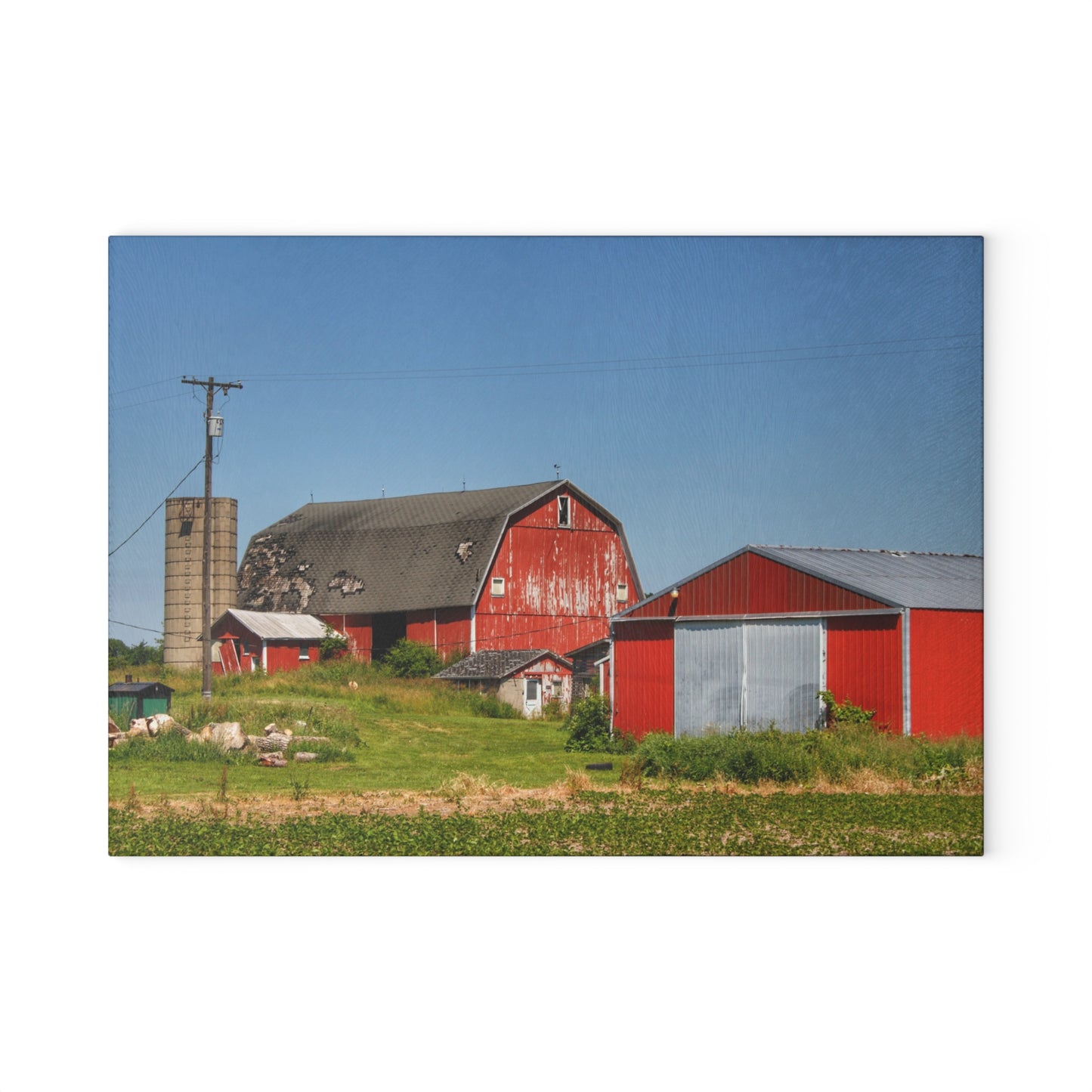 U R There Photography Greenwood Road Red I Rustic Farmhouse Tempered-Glass Cutting Board