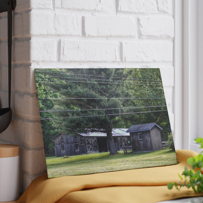 U R There Photography Leonard Road Roadside Greys Rustic Farmhouse Tempered-Glass Cutting Board