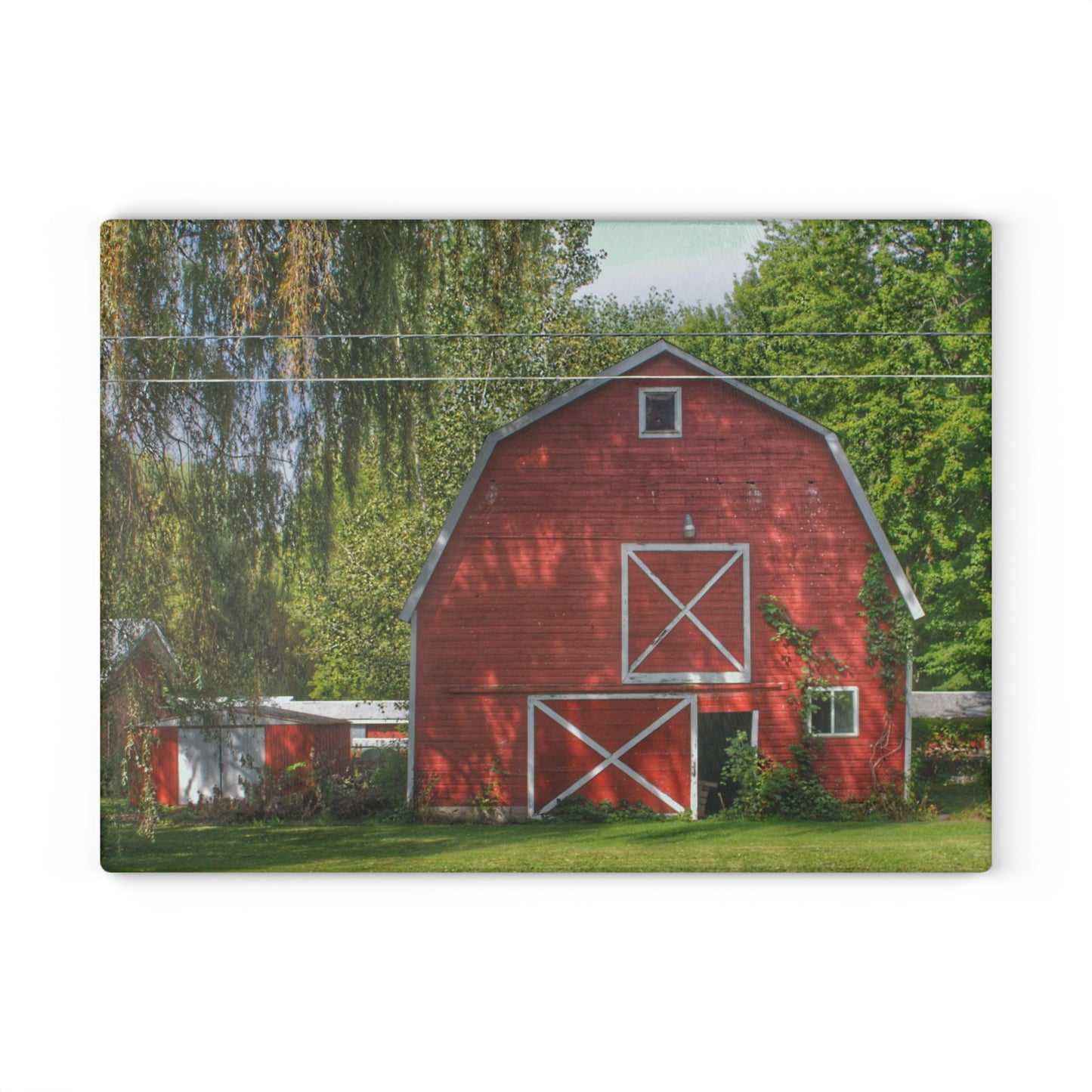 U R There Photography Henderson Road Red Rustic Farmhouse Tempered-Glass Cutting Board