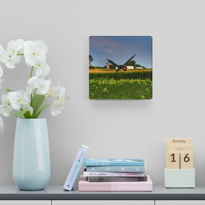 Rustic Farmhouse Wall Clock featuring Across the Field in Clifford