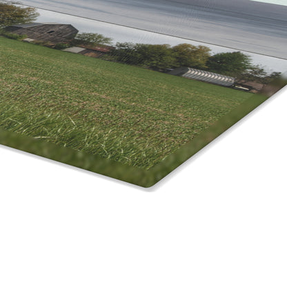 U R There Photography Old Grey Across the Field Rustic Farmhouse Tempered-Glass Cutting Board