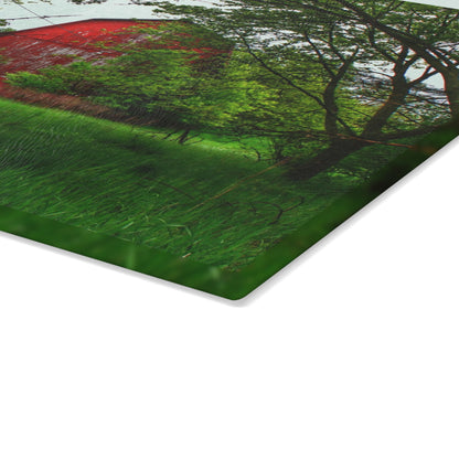 U R There Photography Bird Road Red Rustic Farmhouse Tempered-Glass Cutting Board