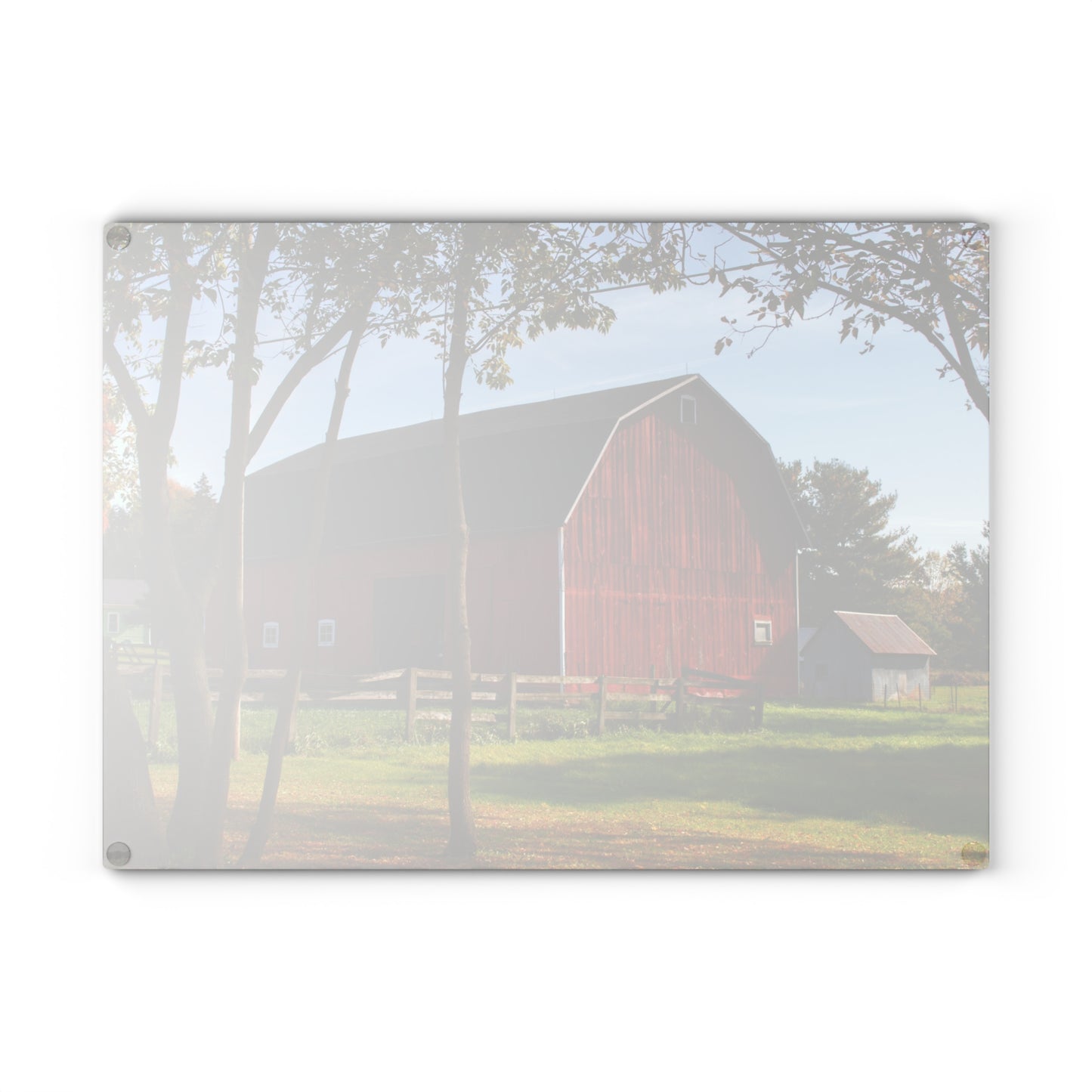 U R There Photography Hough Road Red II Rustic Farmhouse Tempered-Glass Cutting Board