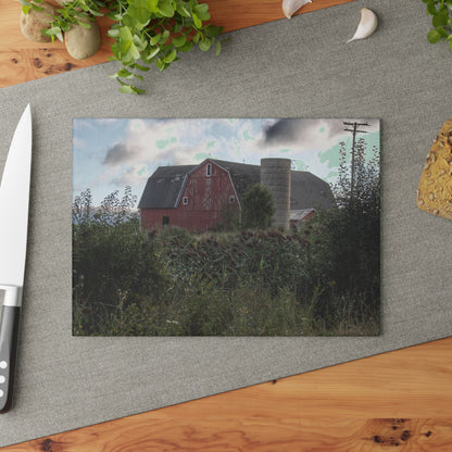 U R There Photography Greenwood Road Red II Rustic Farmhouse Acrylic Analog Wall Clock