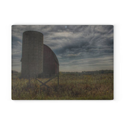 U R There Photography Mushroom Road Red I Rustic Farmhouse Tempered-Glass Cutting Board