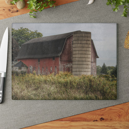U R There Photography McDowell Road Old Red and Little White Rustic Farmhouse Tempered-Glass Cutting Board