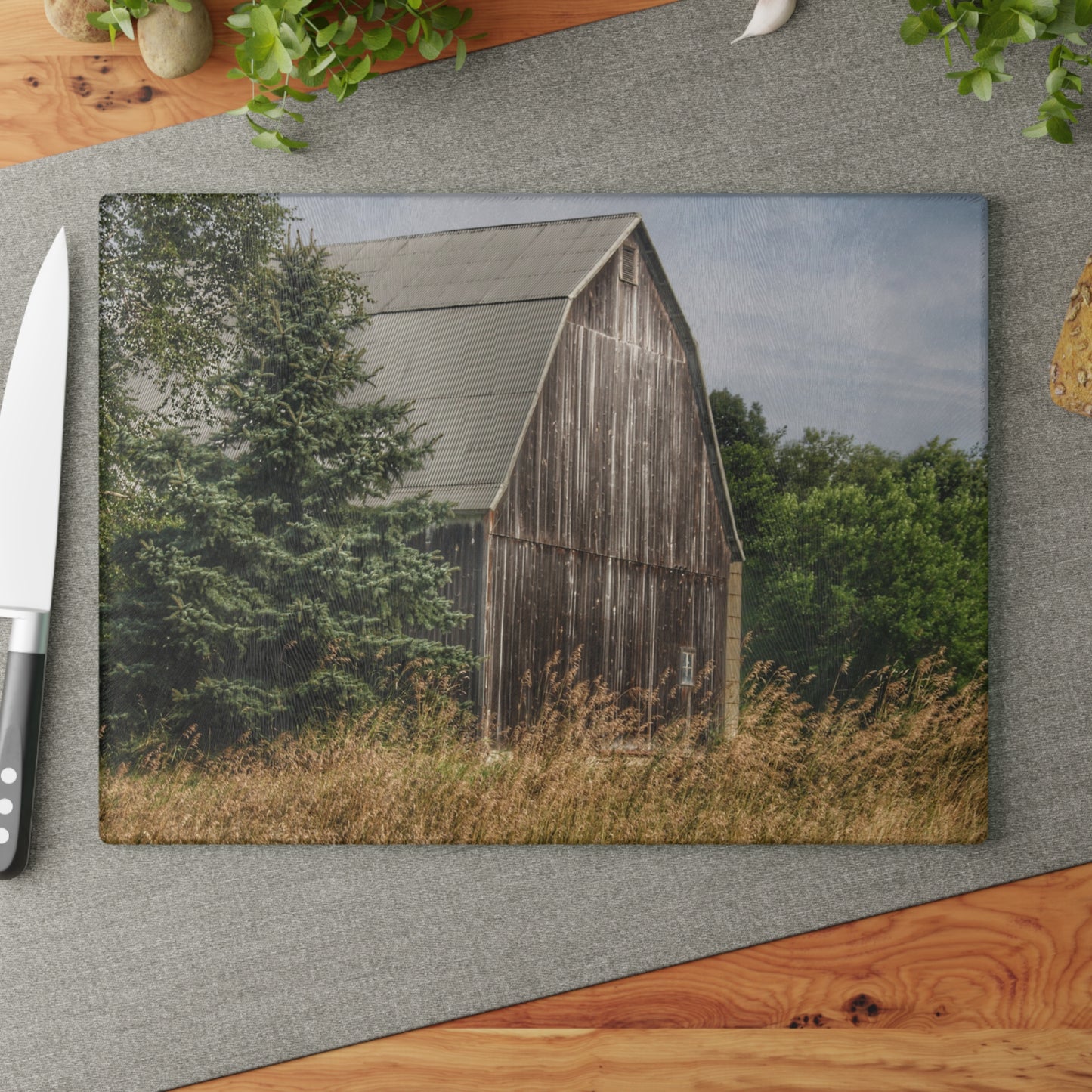 U R There Photography Seymour Lake Road Hidden Grey Rustic Farmhouse Tempered-Glass Cutting Board