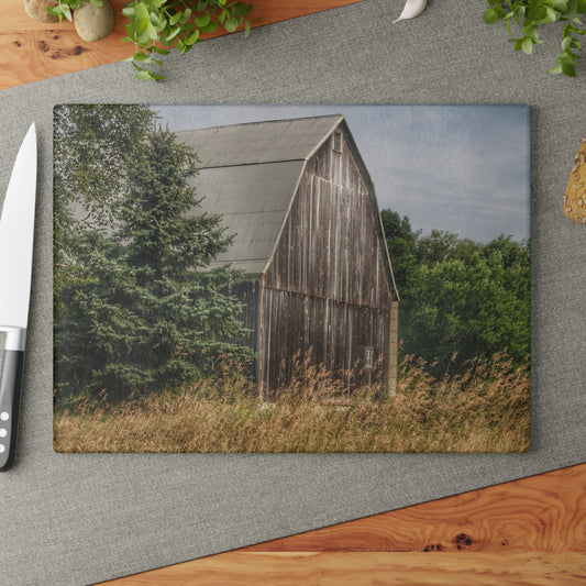 U R There Photography Seymour Lake Road Hidden Grey Rustic Farmhouse Tempered-Glass Cutting Board